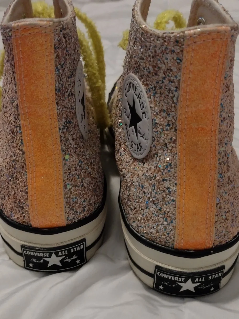 JW Anderson x Converse Orange Glitter High Top Sneakers - Picture 7 of 7